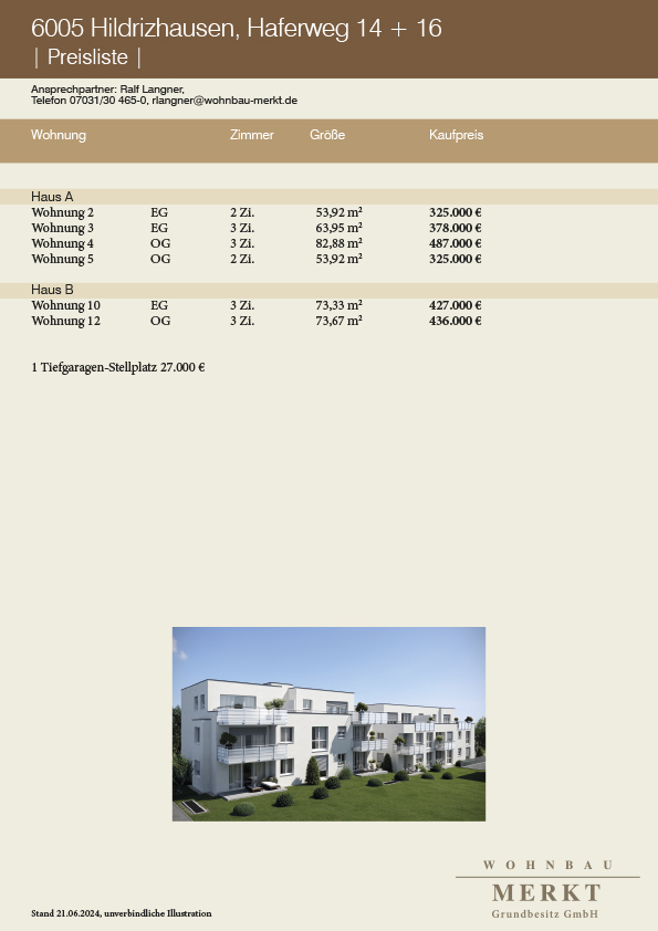 Preisinformation Eigentumswohnung Hildrizhausen (Kreis Böblingen / Sindelfingen)