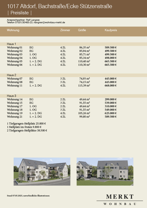Preisinformation Eigentumswohnung in Altdorf Kreis Böblingen / Sindelfingen